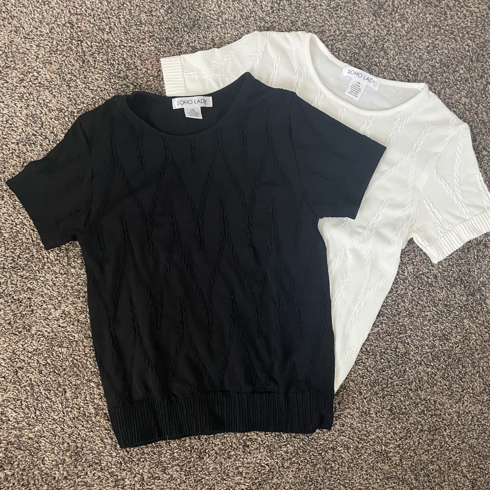 Women's Black and White Tops